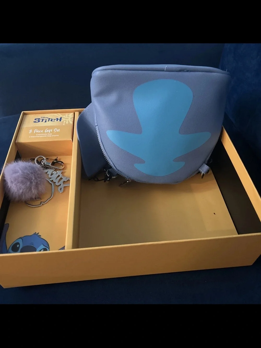 Disney Stitch 3 Piece Gift Set Crossbody Bag & 2 Interchangeable Charms